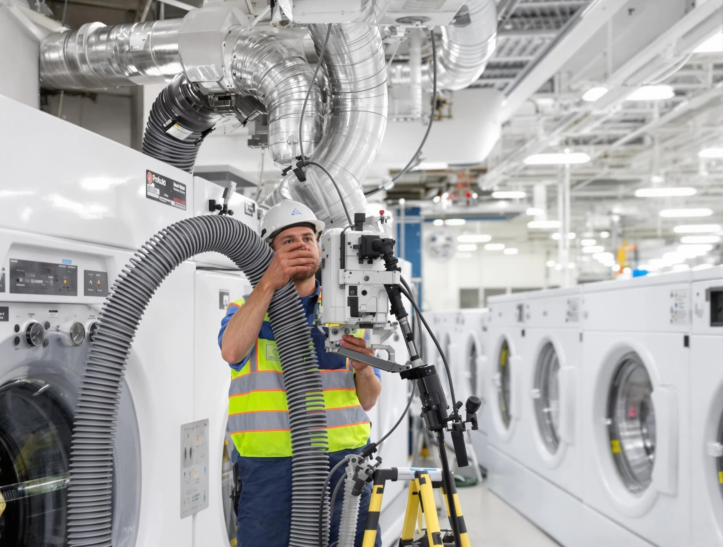 North Versailles Dryer Vent Cleaning team performing commercial-grade dryer vent cleaning at a business facility in North Versailles